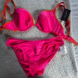 Kate Spade Hot Pink Bikini with Gold Accents.